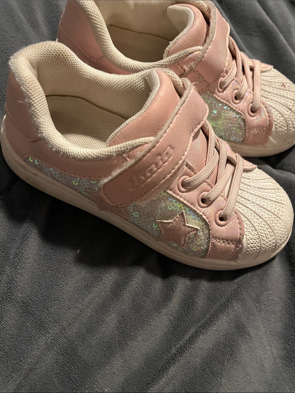 Kids Pink Sequin Star Sneakers - Comfortable Everyday Shoes